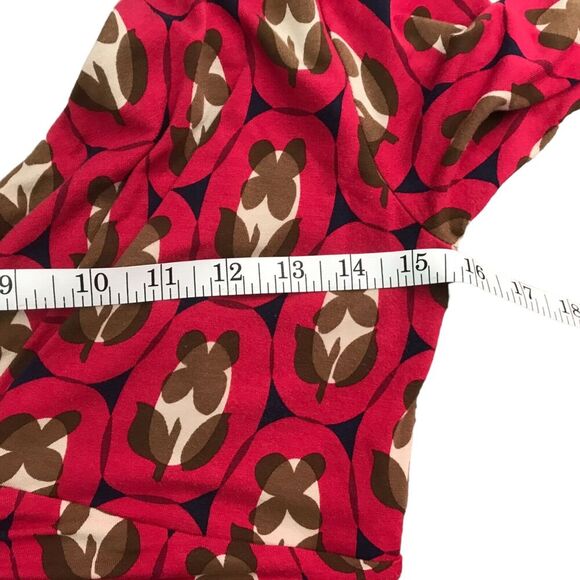 Boden Womens Dress Size 6R Red Brown Empire Waist Leaf Print Knee Length Casual - Picture 6 of 9